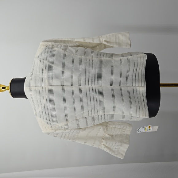 "KATE ROSY" Ivory Lined With Shoulder Pads Cropped Jacket Top Size Large - Picture 5 of 14